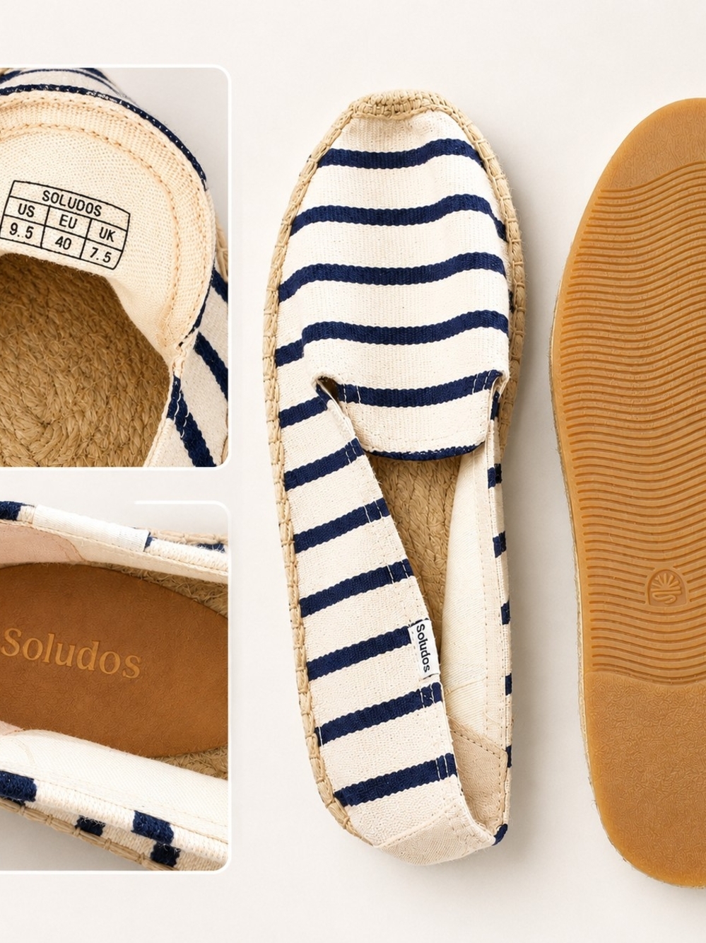 Soludos Women’s Navy & White Striped Espadrilles Size 9.5 NEW